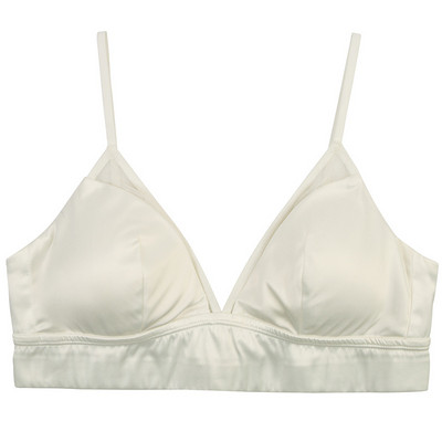 Ženski grudnjak od svilenog satena Mulberry, bežični seksi grudnjak s trokutastim košaricama i uklonjivim jastučićem za prsa, prozračna narukvica s push upom veće veličine