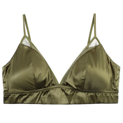 Ženski grudnjak od svilenog satena Mulberry, bežični seksi grudnjak s trokutastim košaricama i uklonjivim jastučićem za prsa, prozračna narukvica s push upom veće veličine