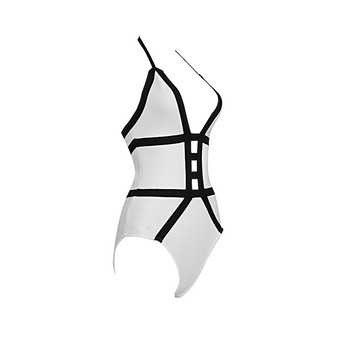 2018 дамски бански костюм Секси бански костюм с дълбок v-образен изрез Бански костюм без гръб Бял бански костюм дамско монокини бандажно боди