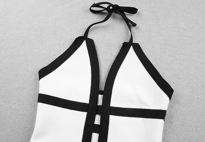 Costum de baie pentru femei 2018 Costum de baie cu tăietură în V adâncă sexy Costum de baie fără spate Costum de baie alb Costum de baie monokini pentru femeie