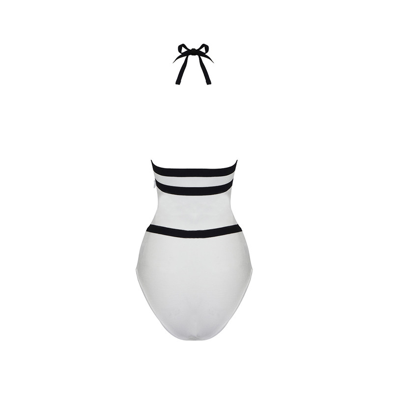 Costum de baie pentru femei 2018 Costum de baie cu tăietură în V adâncă sexy Costum de baie fără spate Costum de baie alb Costum de baie monokini pentru femeie