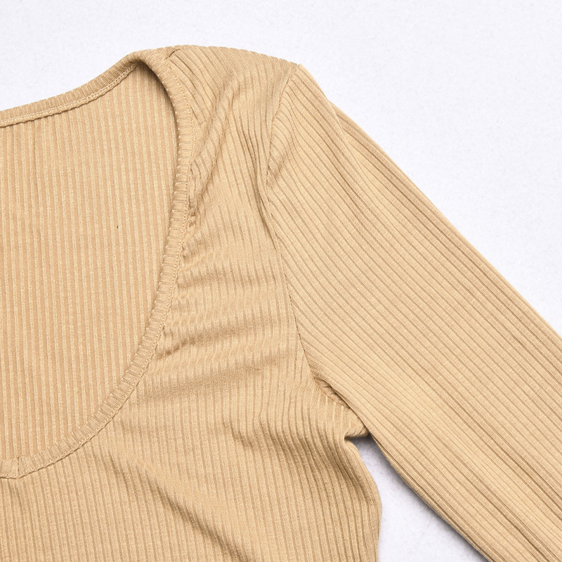 Body cu gât în formă de U pentru damă, cu nasturi, cu nasturi, alb, cu mâneci lungi, elastic, subțire, cu fundul, tricou pentru dansatori de balet