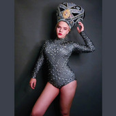 Ženski bodi sa vještim dijamantima, dugi rukavi, uski triko, noćni klub, seksi odjeća za nastupe, kostimi za ples na šipci