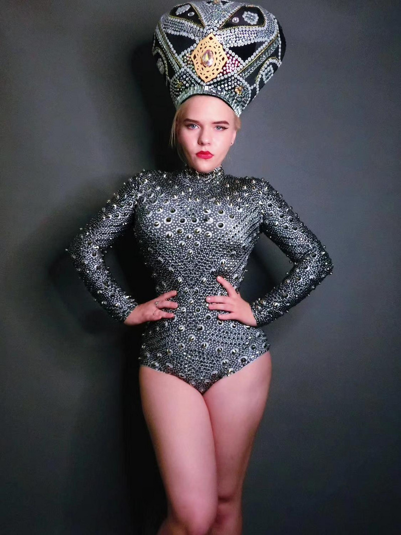 Nituri pentru femeie cu strasuri pentru scenă, mâneci lungi, tricou strâns, club de noapte, ținute sexy de performanță, costume de dans la pol