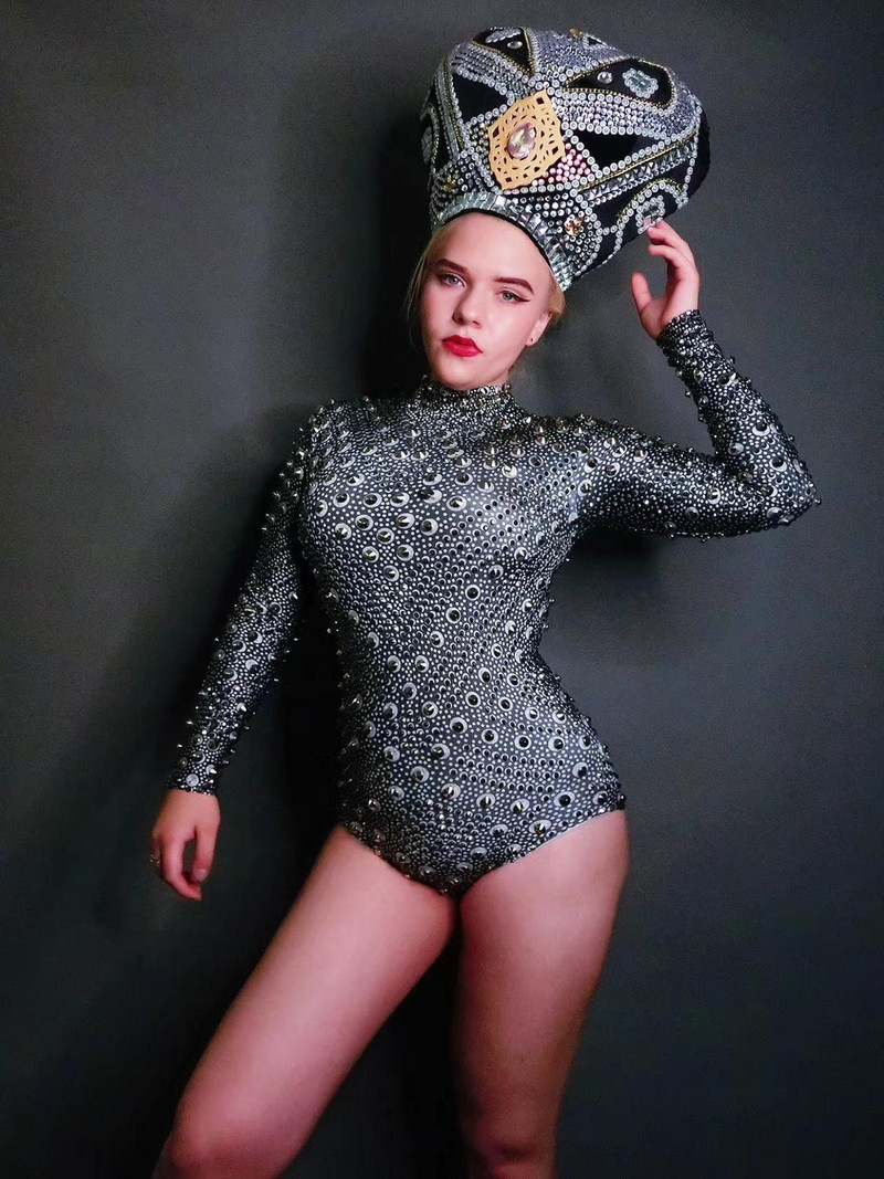 Nituri pentru femeie cu strasuri pentru scenă, mâneci lungi, tricou strâns, club de noapte, ținute sexy de performanță, costume de dans la pol