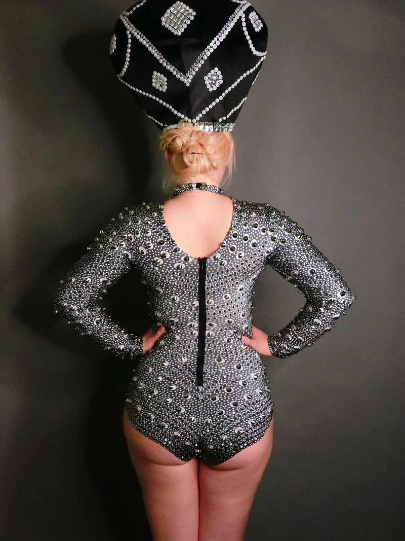 Nituri pentru femeie cu strasuri pentru scenă, mâneci lungi, tricou strâns, club de noapte, ținute sexy de performanță, costume de dans la pol