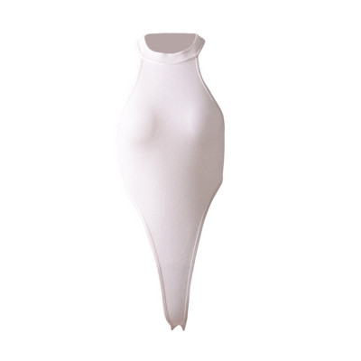 Ευρώπη Αμερική Καλοκαιρινό νέο γυναικείο κορμάκι σέξι αμάνικο ελαστικό κορμάκι πλεκτό μπλουζάκι κορμάκι και λωρίδα κορμάκι