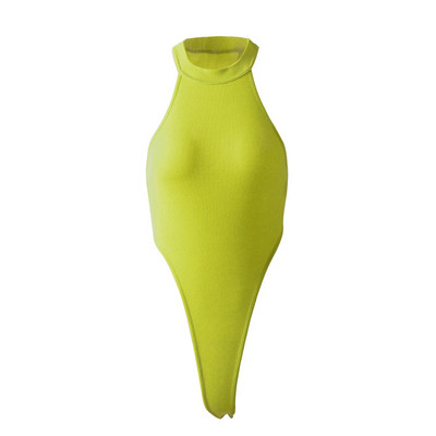 Ευρώπη Αμερική Καλοκαιρινό νέο γυναικείο κορμάκι σέξι αμάνικο ελαστικό κορμάκι πλεκτό μπλουζάκι κορμάκι και λωρίδα κορμάκι