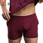 1 buc Boxeri pentru bărbați Lenjerie lungă din bumbac Boxer pentru bărbați, respirabil, solid, lejer, casual, îmbrăcăminte pentru acasă, boxer pentru bărbați