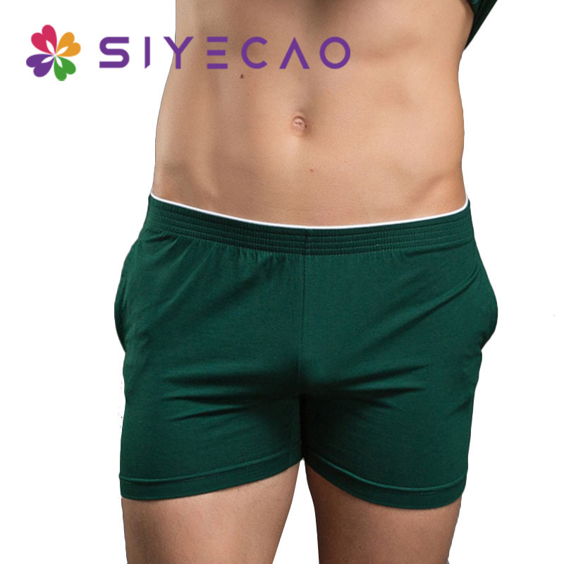 1 buc Boxeri pentru bărbați Lenjerie lungă din bumbac Boxer pentru bărbați, respirabil, solid, lejer, casual, îmbrăcăminte pentru acasă, boxer pentru bărbați