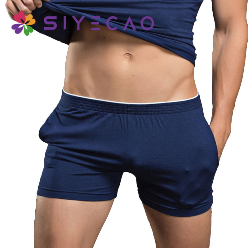 1 buc Boxeri pentru bărbați Lenjerie lungă din bumbac Boxer pentru bărbați, respirabil, solid, lejer, casual, îmbrăcăminte pentru acasă, boxer pentru bărbați