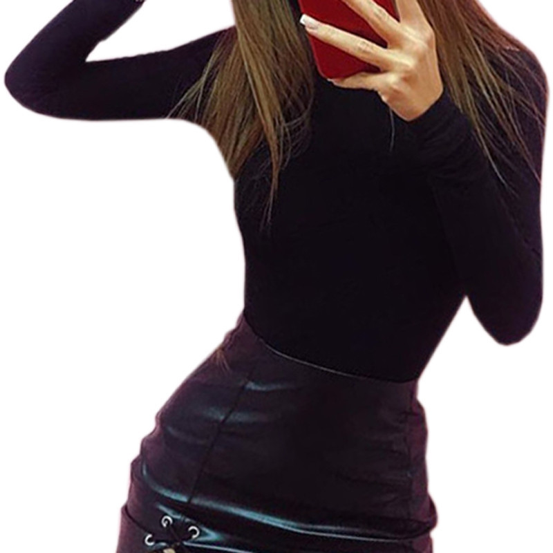 2019. Ženski bodi s dolčevitom i ovratnikom Proljeće Jesen Bodi s dugim rukavima Seksi elastične klupske hlače za zabavu