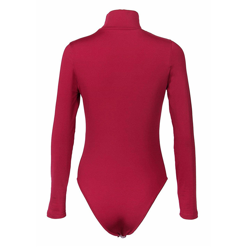 2019. Ženski bodi s dolčevitom i ovratnikom Proljeće Jesen Bodi s dugim rukavima Seksi elastične klupske hlače za zabavu