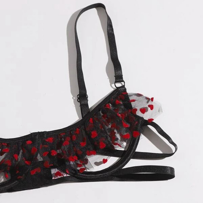 Σετ 3 τεμαχίων δαντέλα κούφιο σέξι σουτιέν και εσώρουχα Bright stars Κοστούμι εσώρουχα για κορίτσια με αντίθεση Sequin Mesh Garters Σετ εσωρούχων