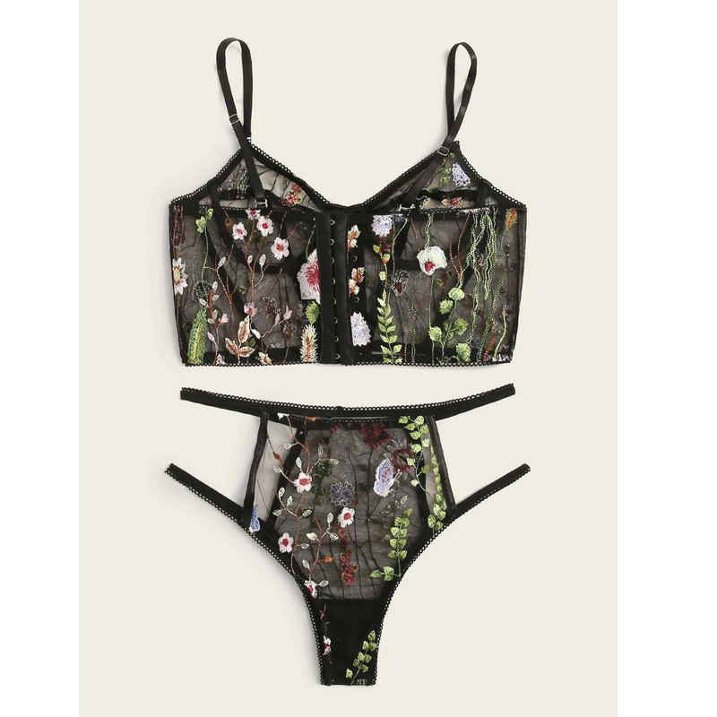 Naiste pesu Seksikas Plus Size Naiste Lilletikandid Läbipaistev rinnahoidja stringid Seksikas aluspesu pesukomplekt Läbipaistev pits