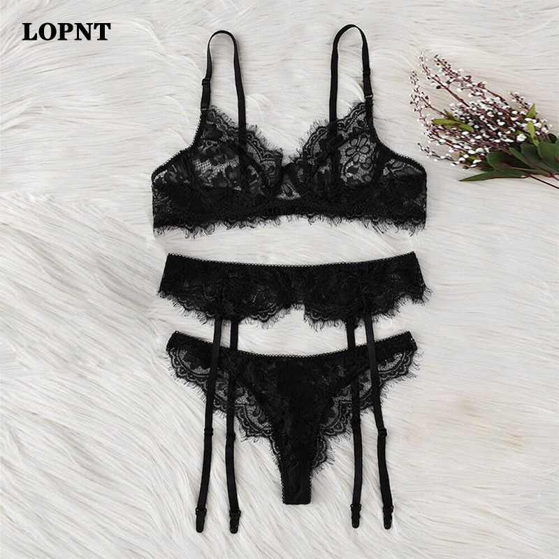 LOPNT uus naiste seksikas aluspesu rinnahoidjakomplekt, traadita rinnahoidja+ sukapael+aluspüksid 3tk Seksikas pesukomplekt Mugav pitspesu