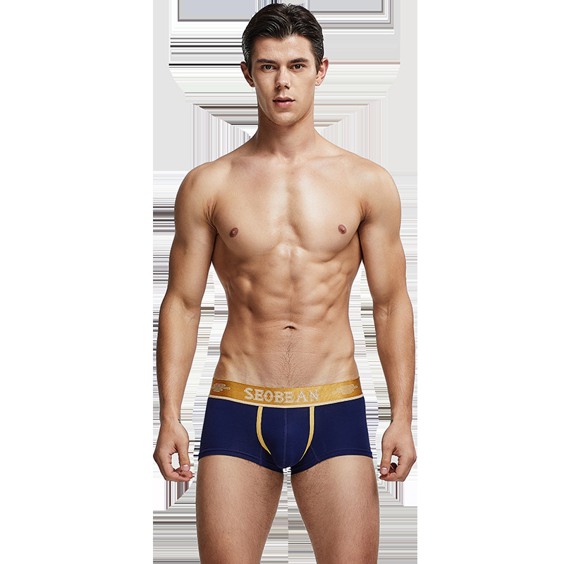 Noul SEOBEAN Lenjerie de corp boxer din bumbac pentru bărbați Boxer cu talie joasă imprimat Lenjerie de corp boxer sexy de modă