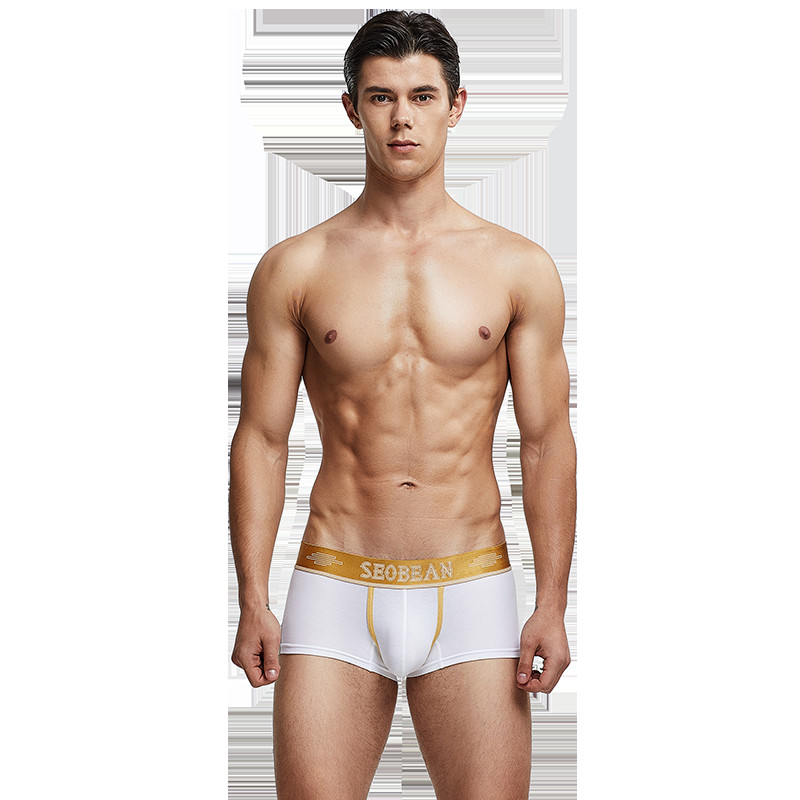 Noul SEOBEAN Lenjerie de corp boxer din bumbac pentru bărbați Boxer cu talie joasă imprimat Lenjerie de corp boxer sexy de modă
