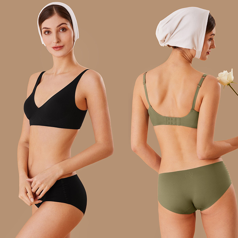 FINETOO S-XL Set sutien fără cusături pentru femei Sutiene fără fir Sutien intime Push Up Sutien moale Lenjerie sexy pentru femei Seturi de lenjerie intimă pentru femei