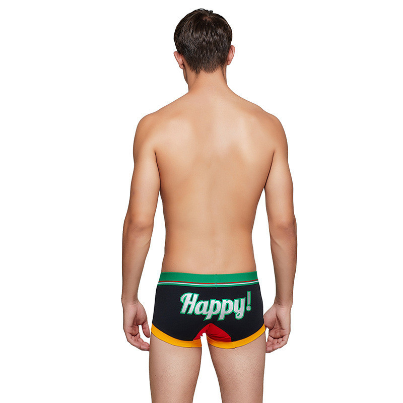 SEOBEAN Lenjerie nouă pentru bărbați Boxer de culoare solidă Boxeri confortabili din bumbac, cu talie joasă, în formă de U