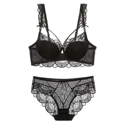 CINOON Νέο κορυφαίο εξαιρετικά λεπτό σετ εσωρούχων Push-up Σετ σουτιέν και εσώρουχα Κοίλο σουτιέν Gather Gather Sexy Bra Lace Lace Set εσώρουχα
