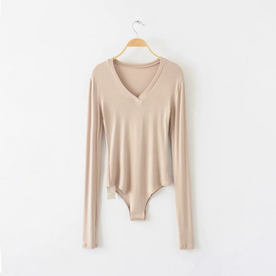 Body sexy cu mâneci lungi în 5 culori, tricot, tricotat, slăbit, solidă, salopetă cu decolteu în V adânc, salopetă de toamnă elegantă.