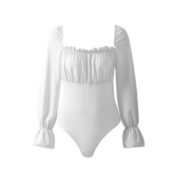 Комбинезон Дамски едноцветен гащеризон Горещ стил Creative New презрамка за гръб Bubble-Bubble Sleeve Court Wind Bodysuits Women Vestidos