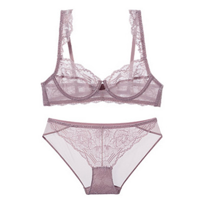 TERMEZY Lenjerie de corp pentru femei Set de lenjerie din dantelă Seturi de sutien transparent pentru petrecere Set de sutien push up sexy Set de lenjerie de corp Cupă ultra-subțire