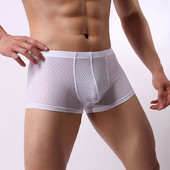 Pantaloni scurți sexy Chiloți Boxeri pentru bărbați Lenjerie de corp din plasă Ropa interior Hombre Husă în U Chiloți respirabili pentru bărbați Bikini cu talie joasă pentru bărbați