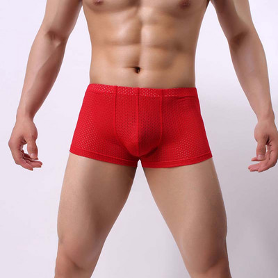 Pantaloni scurți sexy Chiloți Boxeri pentru bărbați Lenjerie de corp din plasă Ropa interior Hombre Husă în U Chiloți respirabili pentru bărbați Bikini cu talie joasă pentru bărbați