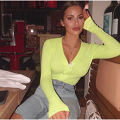 Ολόσωμη φόρμα με βαθύ V λαιμόκοψη 2019 Γυναικεία πλεκτά μπλουζάκια μονόχρωμα μονόχρωμα casual σέξι γυναικεία φόρμα ροζ γκρι