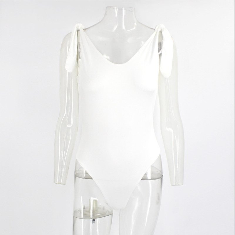 Sieviešu seksīga tauriņa kaklasaite V kaklasaite bez piedurknēm bez aizmugures apkakles, triko, bodijs, balts, vienkrāsains bikses, ikdienas modes vasaras