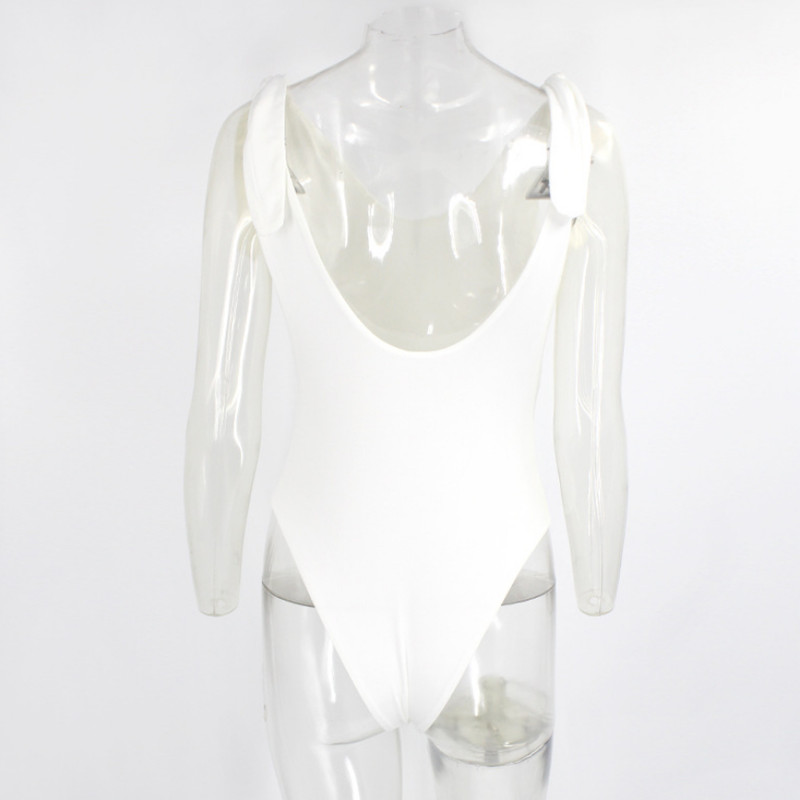 Sieviešu seksīga tauriņa kaklasaite V kaklasaite bez piedurknēm bez aizmugures apkakles, triko, bodijs, balts, vienkrāsains bikses, ikdienas modes vasaras