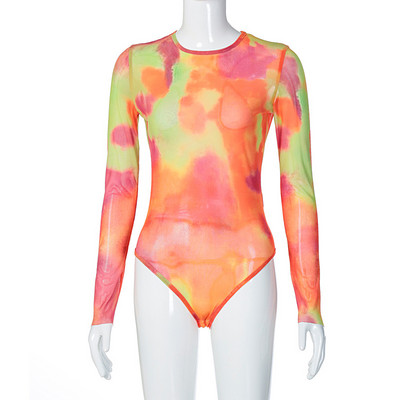 Vestiment de stradă de modă pentru femei, salopete slăbite vintage, 2020, cu mânecă lungă, cu ochiuri colorate pentru cravată, body transparente, sexy, ținută de club