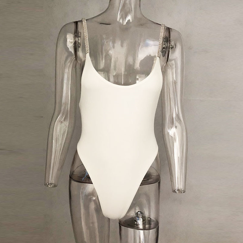 Γυναικείες ολόσωμες φόρμες με λουράκι διαμαντιών σπαγγέτι Celebrity Runway Clubwear Party Bodysuit Drop Shipping Ενδύματα παραλίας Σέξι φορμάκια