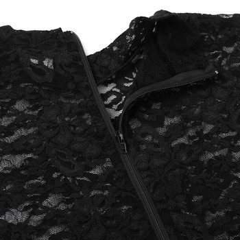 Wetlook черно боди от изкуствена кожа Дамско дамско 2020 г. гащеризон с дантелен цип на гърба Секси боди с високо изрязано нощно боди