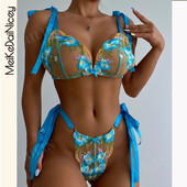 Σέξι εσώρουχα Σέξι γυναικεία κεντήματα με δαντέλα Σουτιέν και στρινγκ σετ εσωρούχων σλιπ Εσώρουχα Φιόγκος Αισθησιακά εσώρουχα Γυναίκα