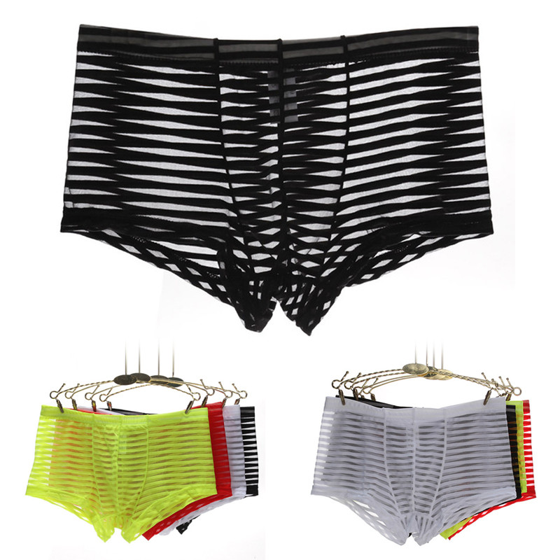 Muške seksi gaćice Mrežaste prugaste perspektivne tanke prozračne ljetne bokserice velike veličine Prozirne gaće