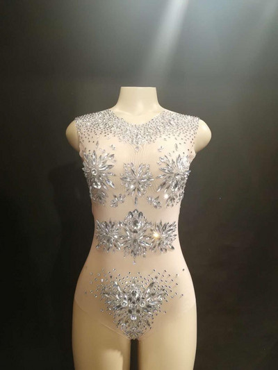 Naiste Seksikas Lavaklaasist Rhinestone Perspective Mesh Bodysuit 3D Prinditud Ööklubipidu Sünnipäev Tähistage lavarõivad Kostüümid