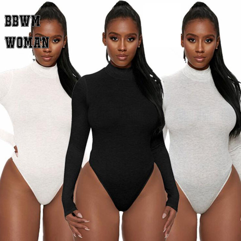 Body sexy de primăvară ușor de asortat pentru femei, cu mânecă lungă, 2019, design nou, cu guler, bodycon, pentru femei, ZO1840