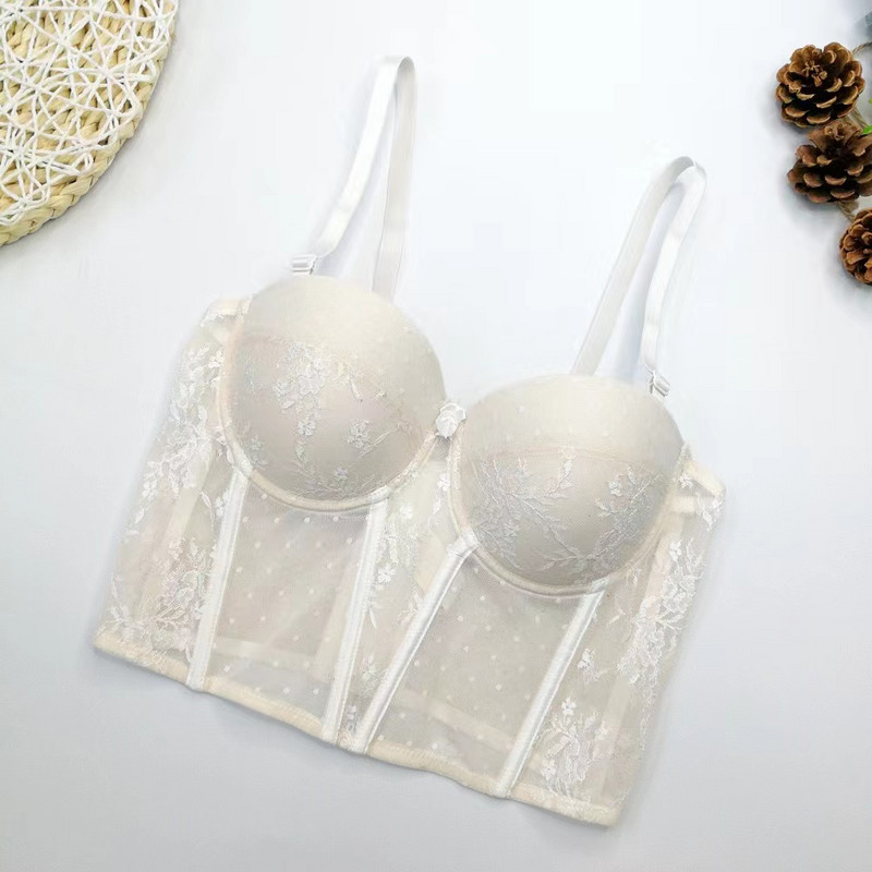 Seksikad ööklubid staniki damskie toruga pitsist võrkkangast läbipaistev kleit korsett kalaluu peal õhuke osa naba seksikas kuum tüdruku vest