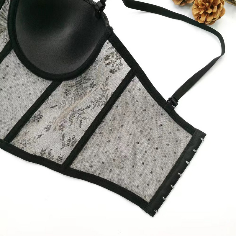 Seksikad ööklubid staniki damskie toruga pitsist võrkkangast läbipaistev kleit korsett kalaluu peal õhuke osa naba seksikas kuum tüdruku vest