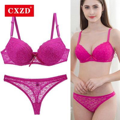 CXZD Női Nagy méretű melltartó szettek Szexi Underwire Bralette 3/4 csésze bugyi öltöny Alsónemű Push Up melltartó csipkefúró Női melltartó Fehérnemű