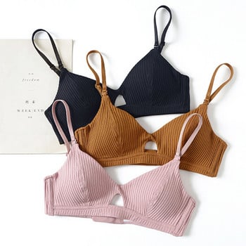 Безплатна доставка 5 цвята Секси дамски бикини Подплатен сутиен Bralette памучен сутиен Ултратънък сутиен от чист памук Бельо