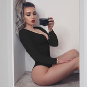 2018 Νέα φόρμα πλεξίματος με κουμπιά μακρυμάνικο κορμάκι μονόχρωμο κορμάκι Κοστούμι Playsuit Ζεστό Bodycon Slim Fit Σχήμα σώματος