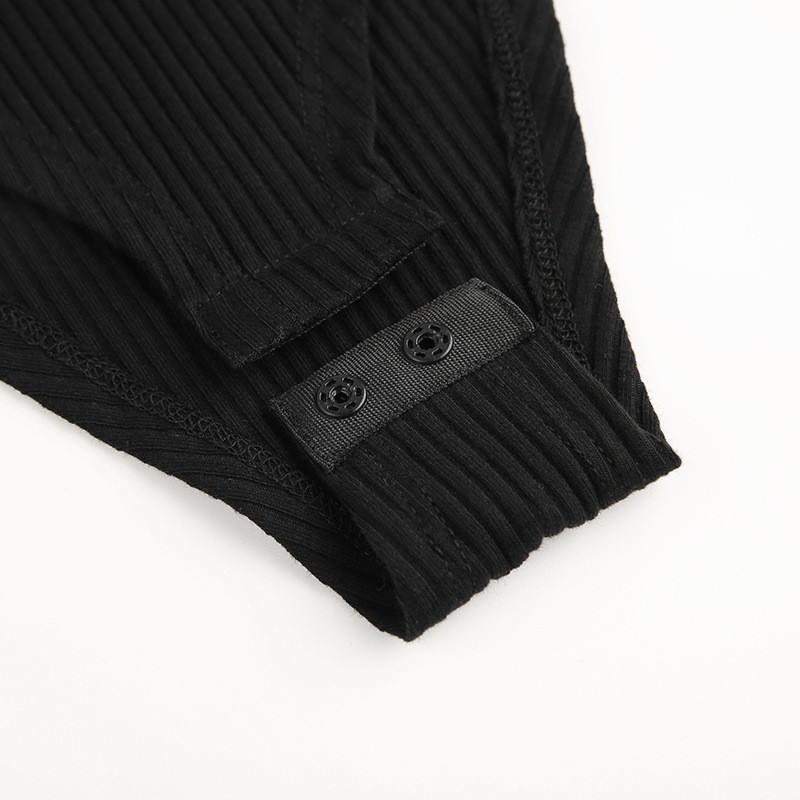 2018 Νέα φόρμα πλεξίματος με κουμπιά μακρυμάνικο κορμάκι μονόχρωμο κορμάκι Κοστούμι Playsuit Ζεστό Bodycon Slim Fit Σχήμα σώματος