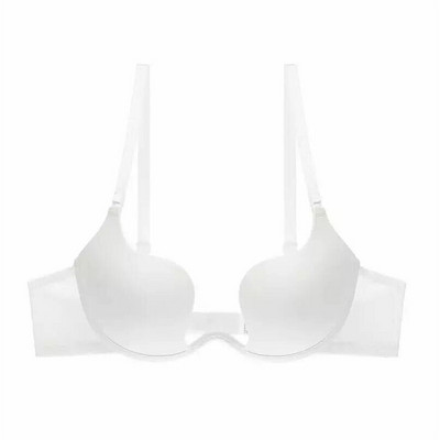 1PC Sutiene sexy fără spate pentru femei Deep U Low Cut Lenjerie Multi Wear Lenjerie de corp Push Up fără sudură Fără tampon Sutien de nuntă Bralette