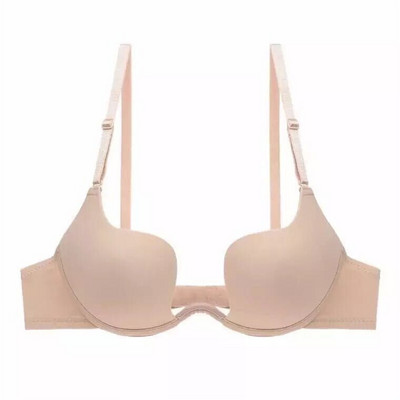 1PC Sutiene sexy fără spate pentru femei Deep U Low Cut Lenjerie Multi Wear Lenjerie de corp Push Up fără sudură Fără tampon Sutien de nuntă Bralette