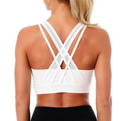 Ženski bijeli sportski grudnjak visokog učinka za teretanu Podloga za fitness Sportska odjeća Seksi grudnjak Top bez rukava Yoga Push Up Crop Top