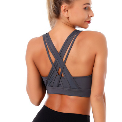 Ženski bijeli sportski grudnjak visokog učinka za teretanu Podloga za fitness Sportska odjeća Seksi grudnjak Top bez rukava Yoga Push Up Crop Top